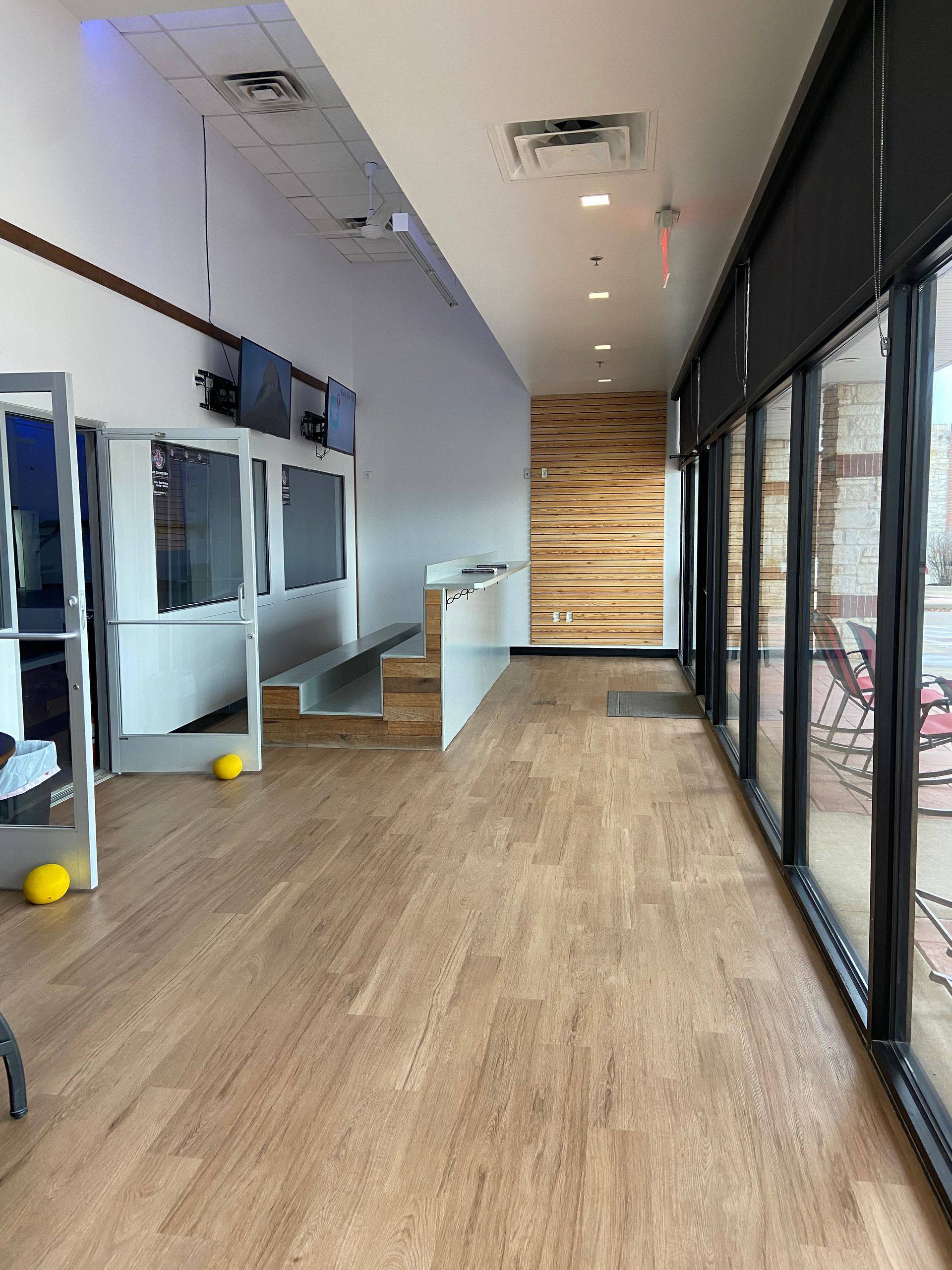 After: the finished parent viewing area at Professional Black Belt Academy in Prosper, TX
