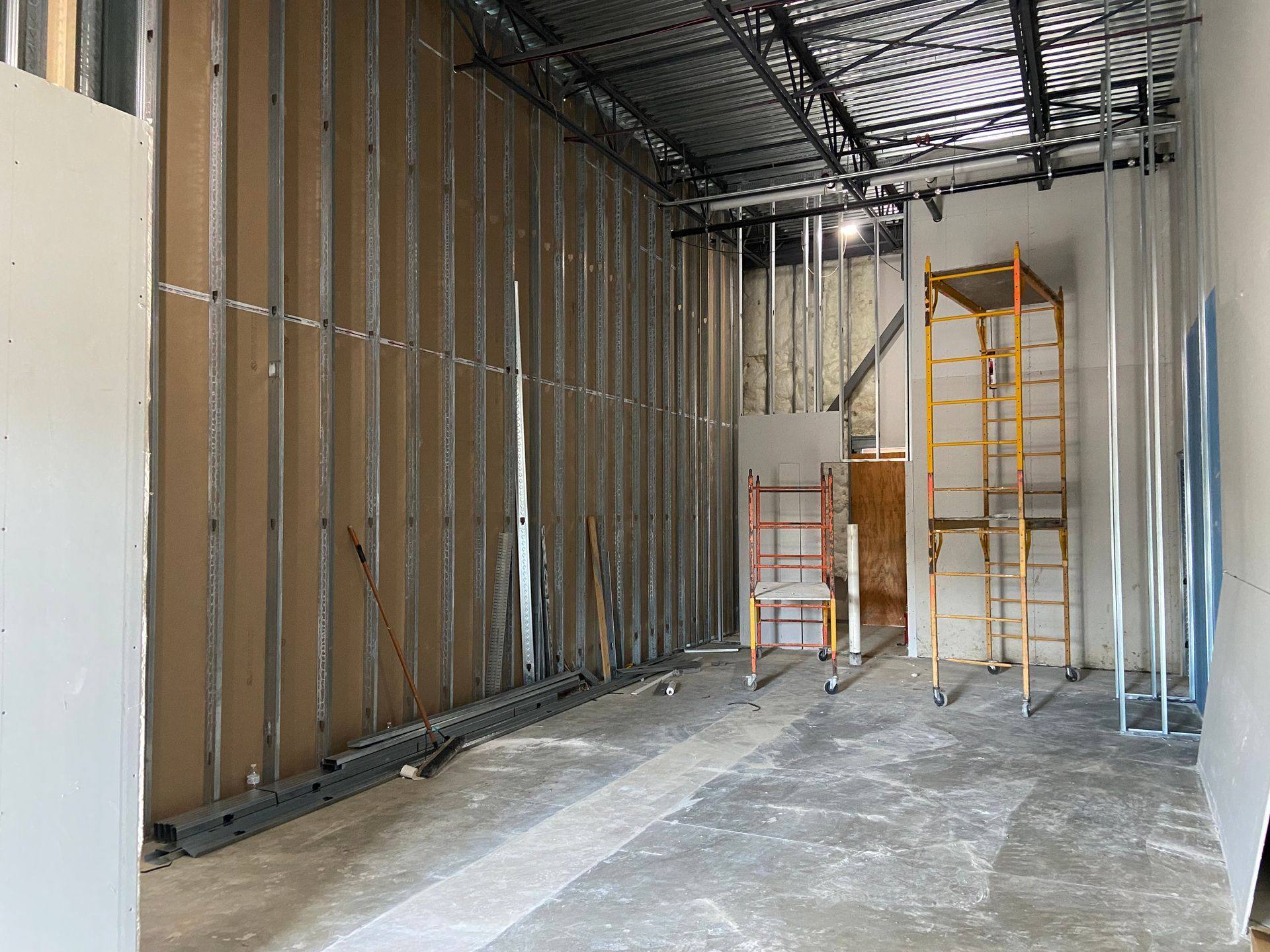 Progress on the Professional Black Belt Academy shell-space finish-out in Melissa, TX