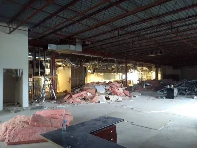 During: the beauty supply store gut renovation in progress
