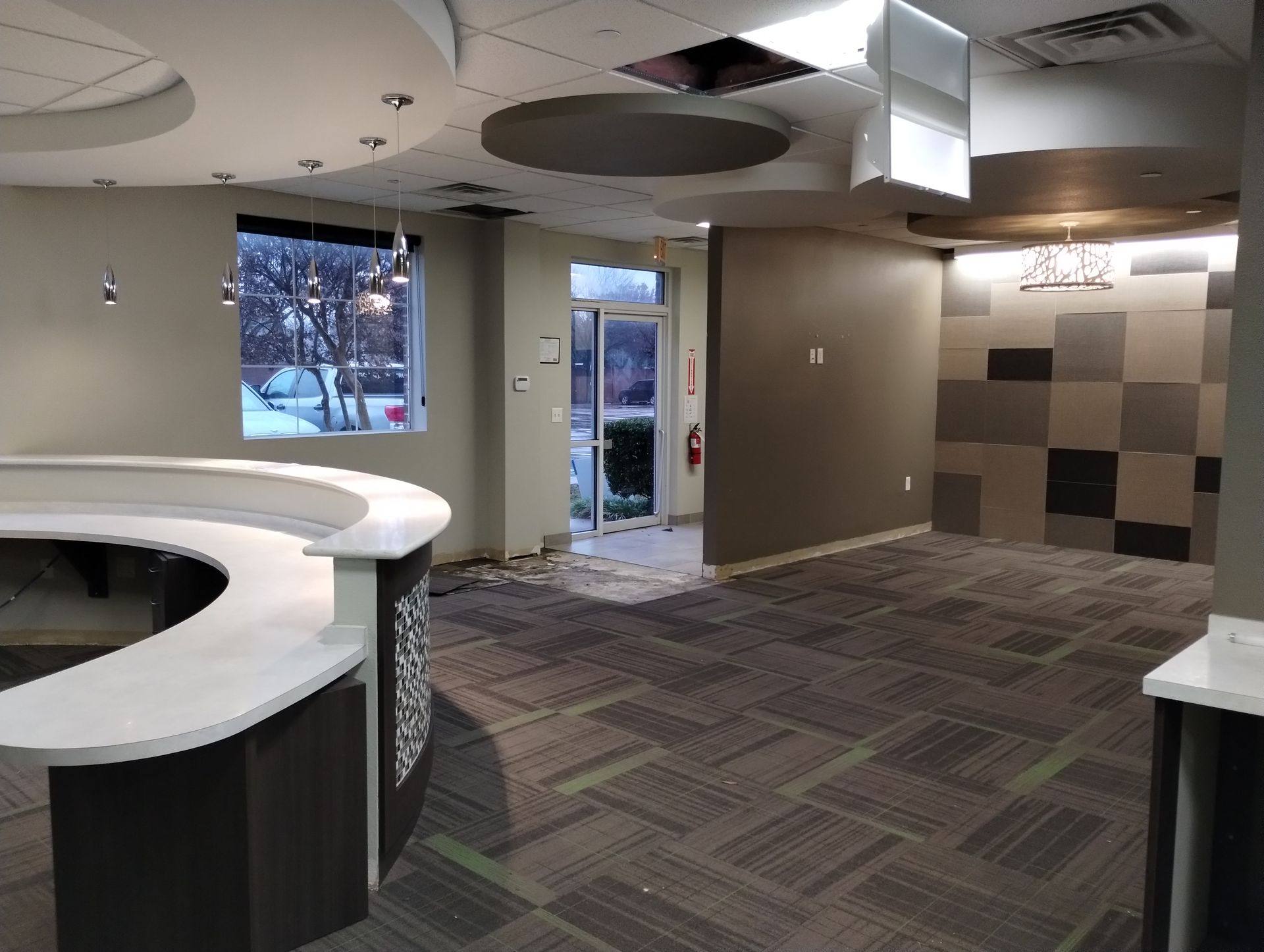 Before: the waiting area at Building Bridges Through Communication in Frisco, TX