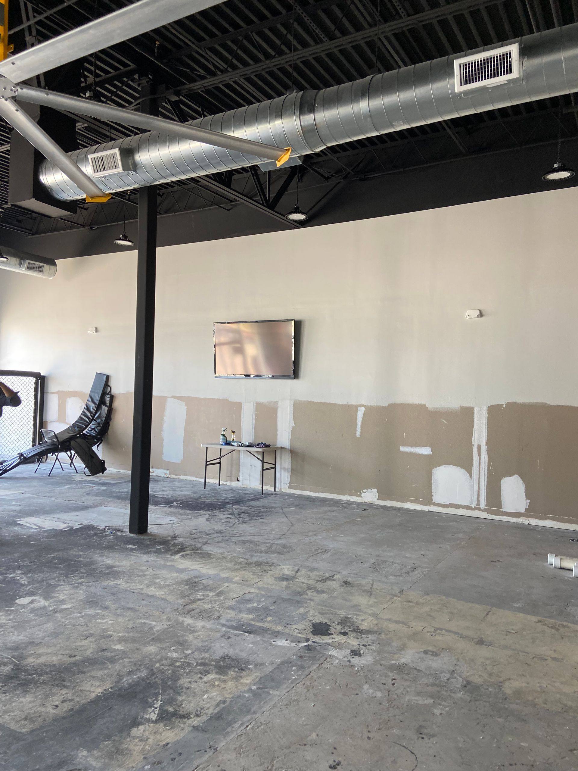 Progress: televisions installed during the Rockstar Martial Arts remodel in Frisco, TX