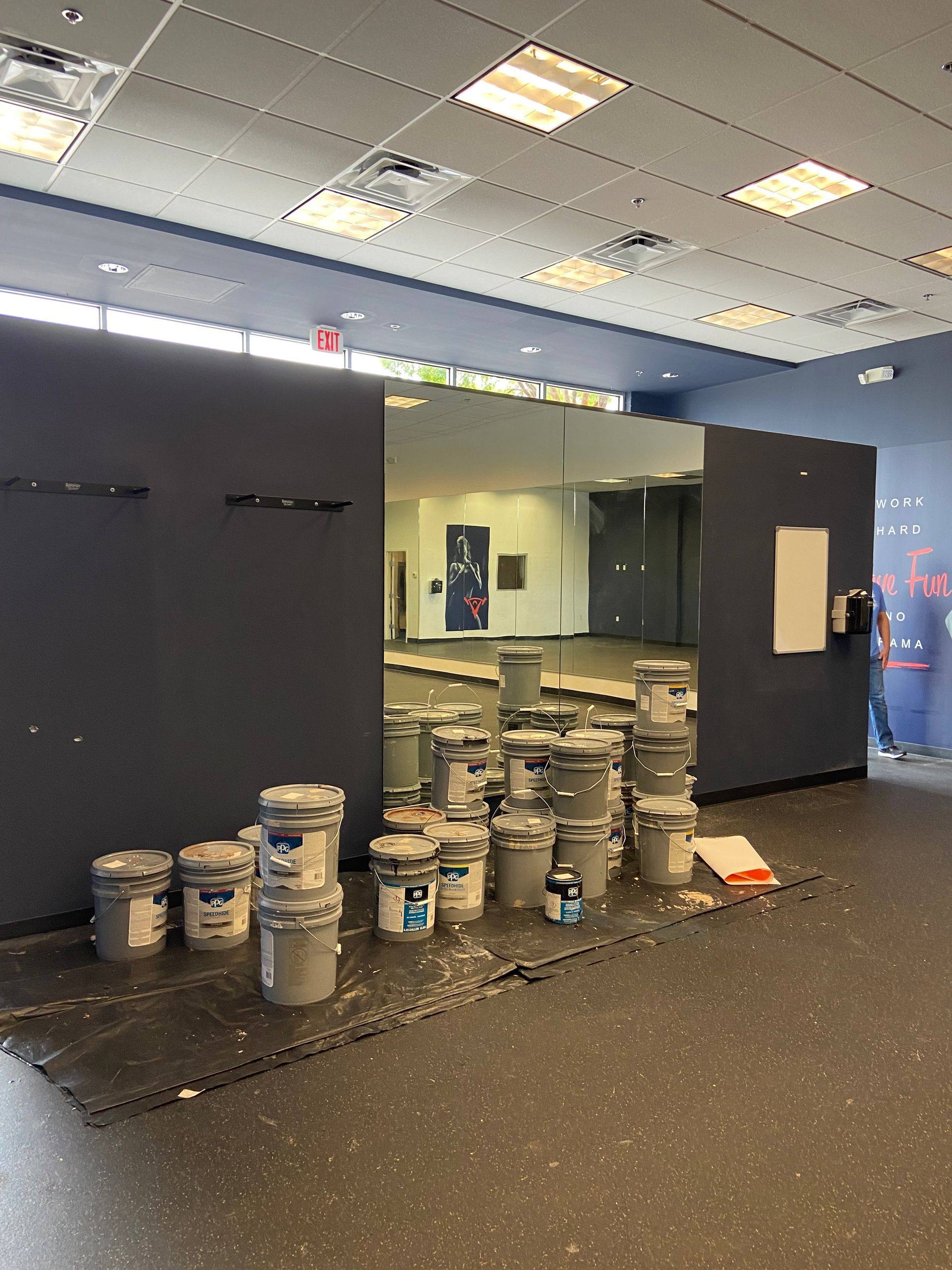Before demolition: the walls removed during the My Gym remodel in Allen, TX