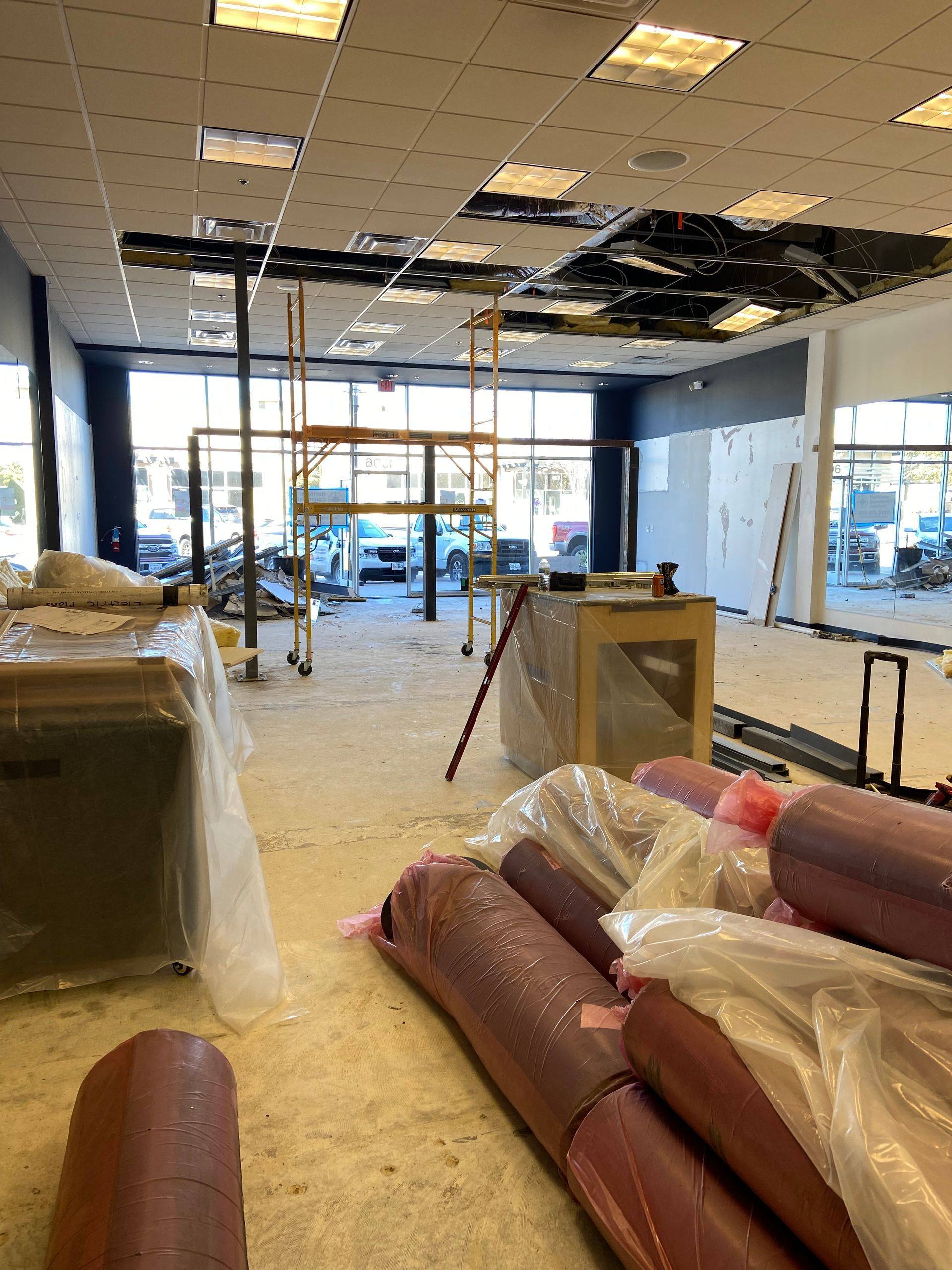 Progress: another view of demolition under way at the My Gym remodel in Allen, TX