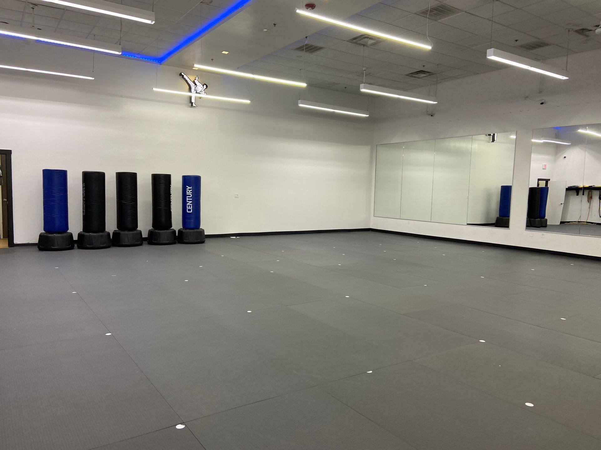 After: the finished martial arts training area at Professional Black Belt Academy in Prosper, TX