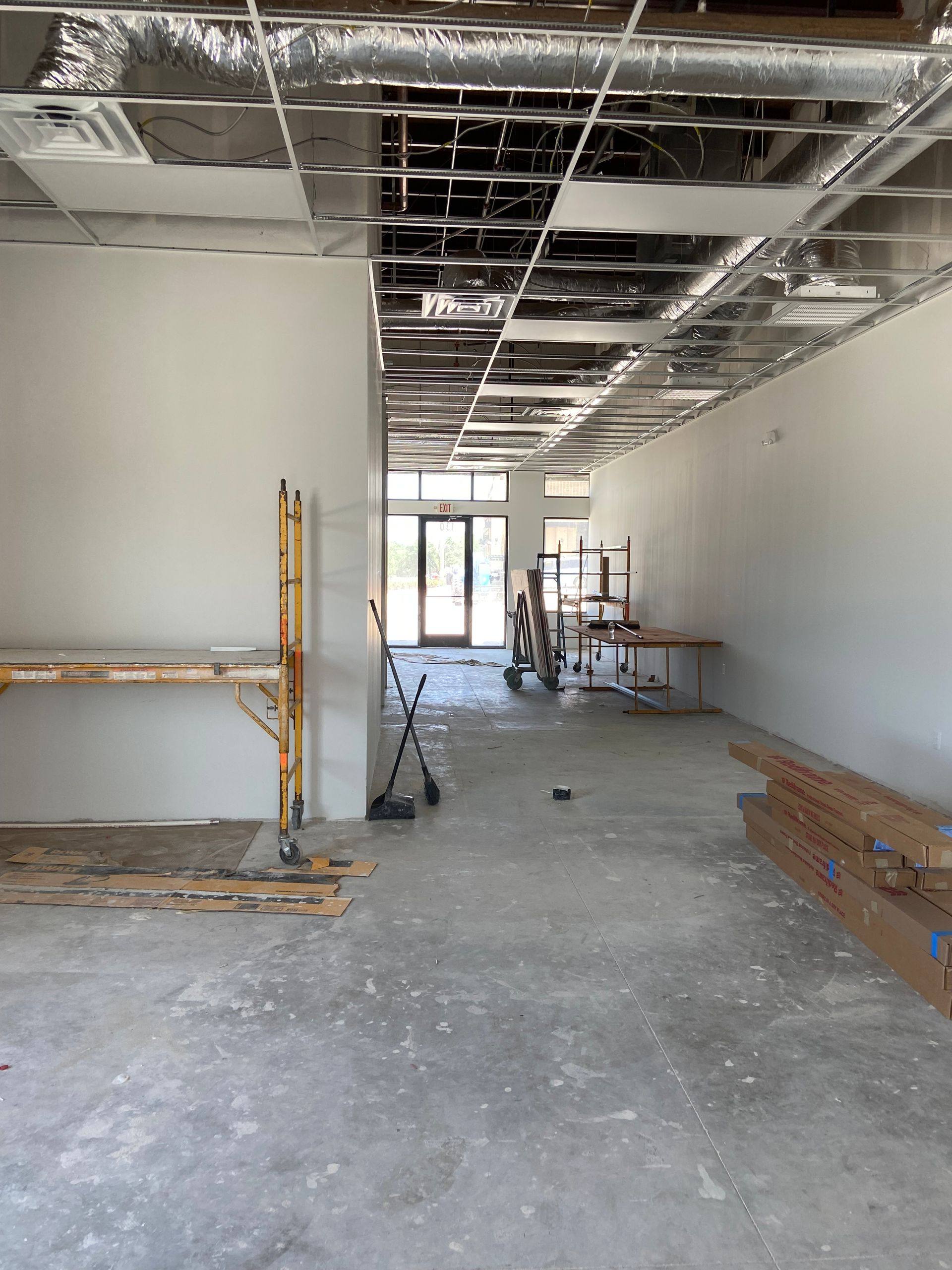 A further view of the Kumon Learning Center shell space finish-out in Celina, TX