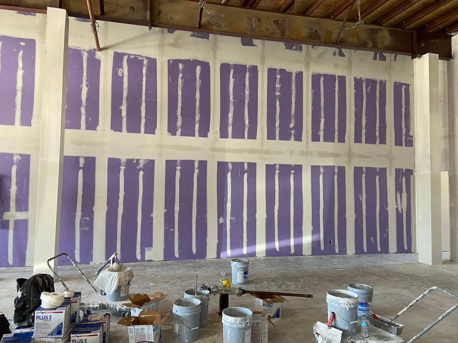 A further view of the Professional Black Belt Academy shell space finish-out in Celina, TX