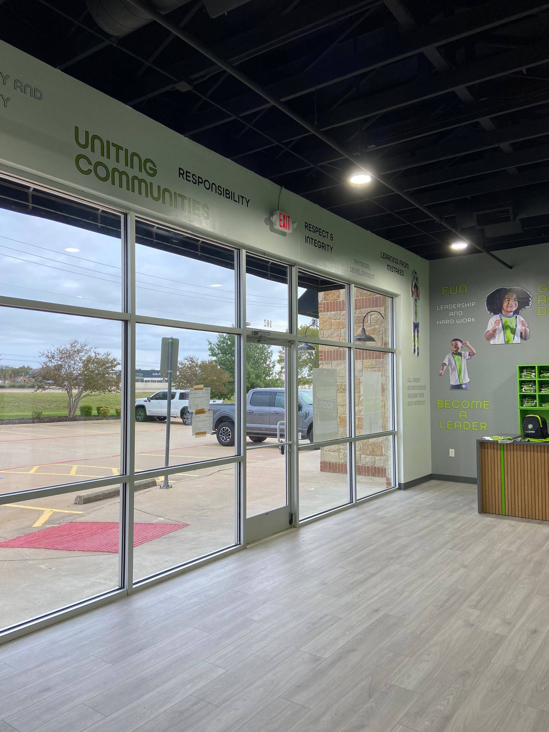 A further view of the Kids United indoor soccer training center in Plano, TX
