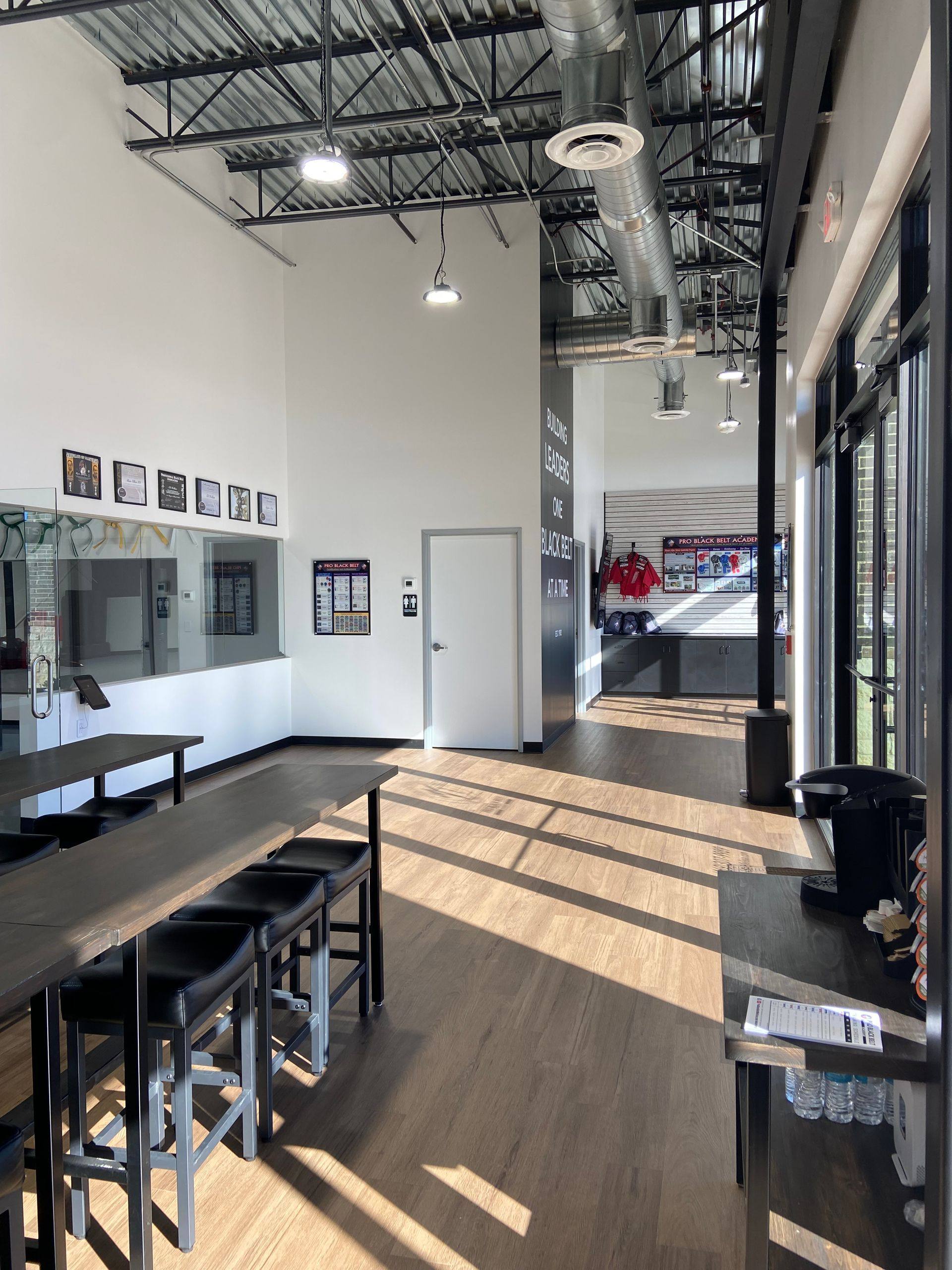 Progress on the Professional Black Belt Academy shell-space finish-out in Melissa, TX