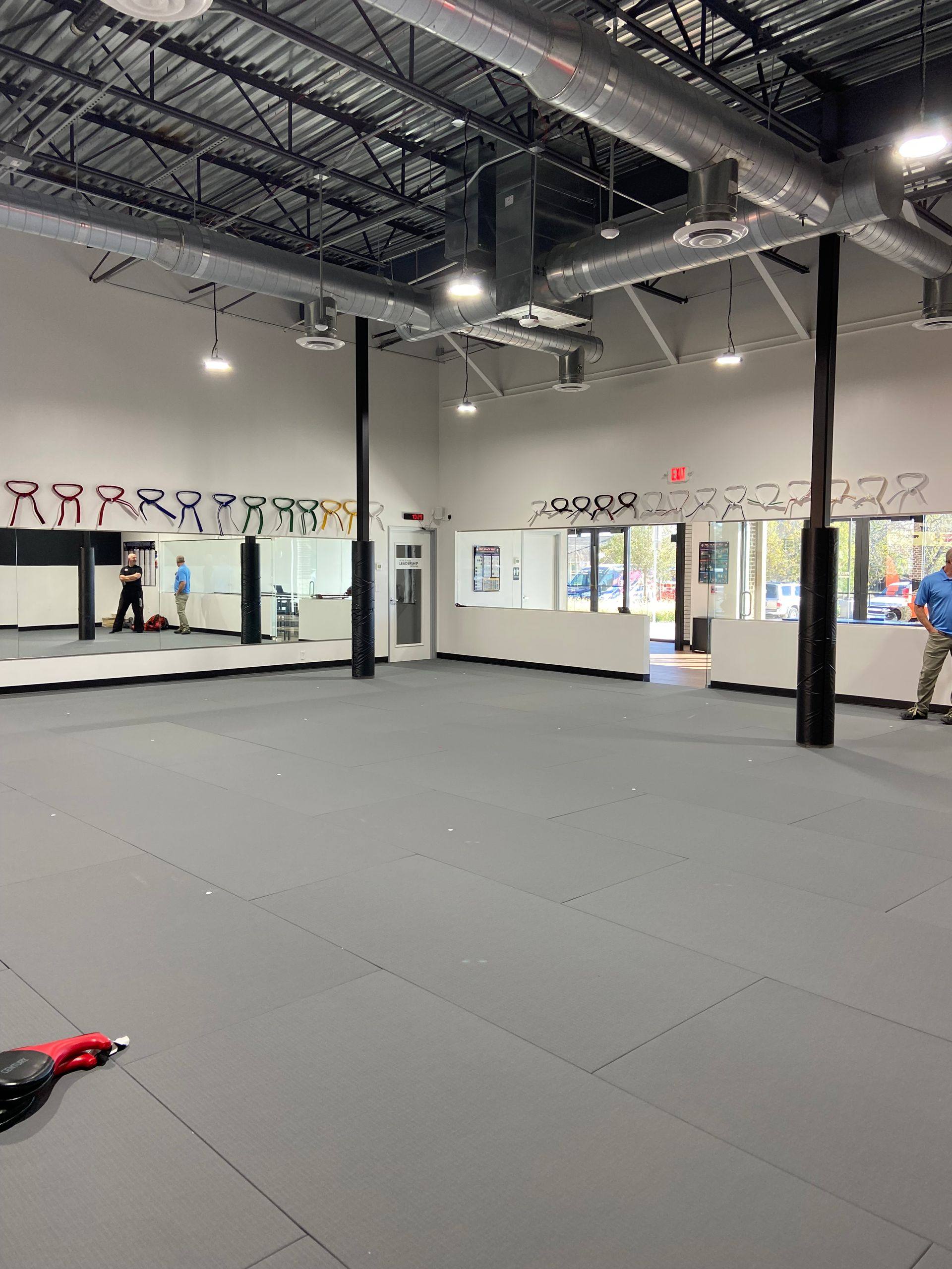 Progress on the Professional Black Belt Academy shell-space finish-out in Melissa, TX