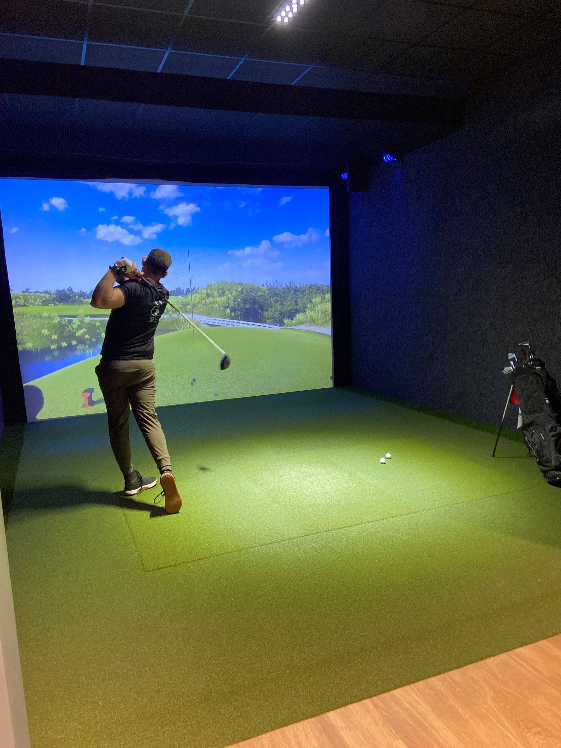 After: the finished private simulator bay at The Back Nine Golf in Denton, TX