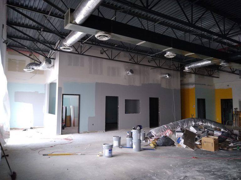 Another view of the Sustaire's Karate for Kids training center in Allen, TX, remodeled from two adjoining retail suites