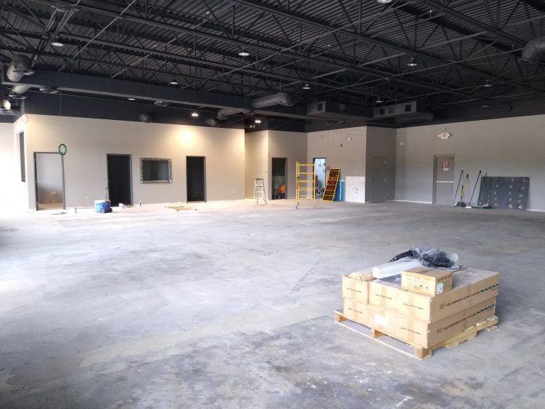 Another view of the Sustaire's Karate for Kids training center in Allen, TX, remodeled from two adjoining retail suites