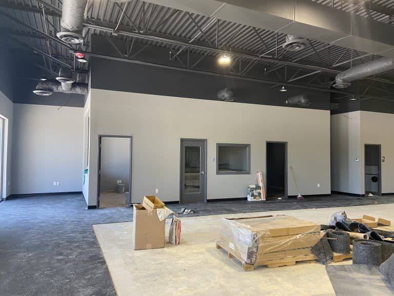 Another view of the Sustaire's Karate for Kids training center in Allen, TX, remodeled from two adjoining retail suites