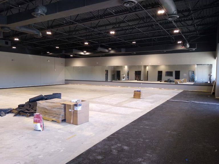 Another view of the Sustaire's Karate for Kids training center in Allen, TX, remodeled from two adjoining retail suites