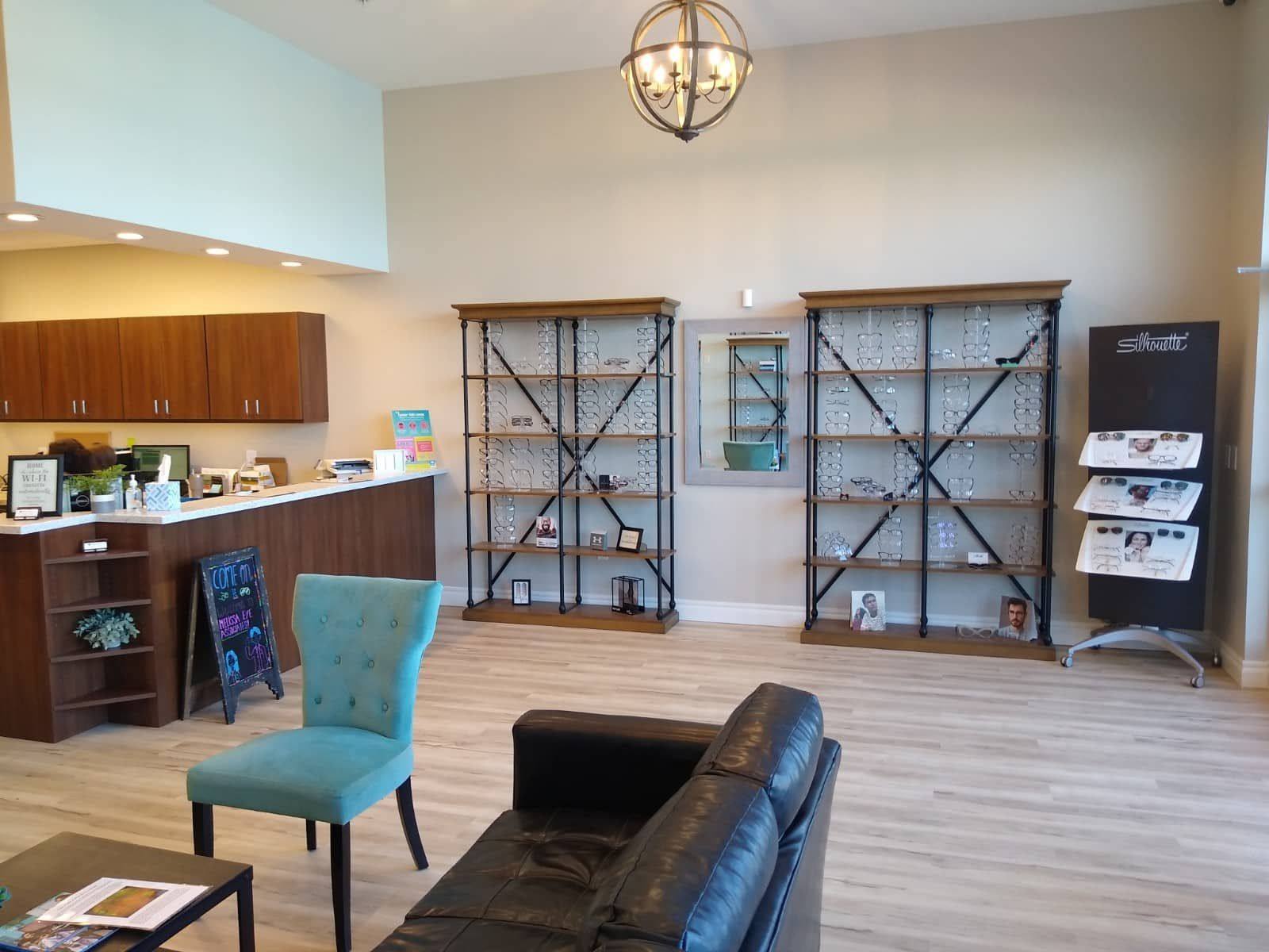 A further view of the Melissa Eye Associates optometry office in Melissa, TX, finished out from empty shell space