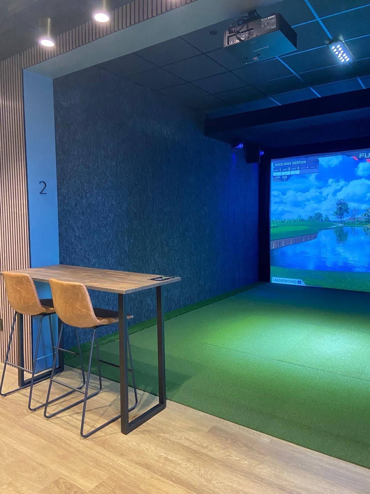 Finished golf simulator bay 2 at The Back Nine Golf in Denton, TX