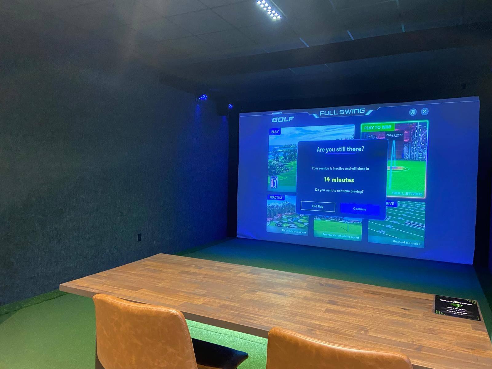 Finished golf simulator bay 1 at The Back Nine Golf in Denton, TX